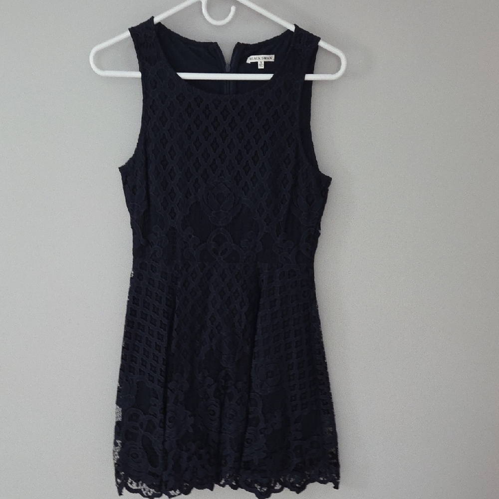 Black Swan Navy Lace Mini Dress